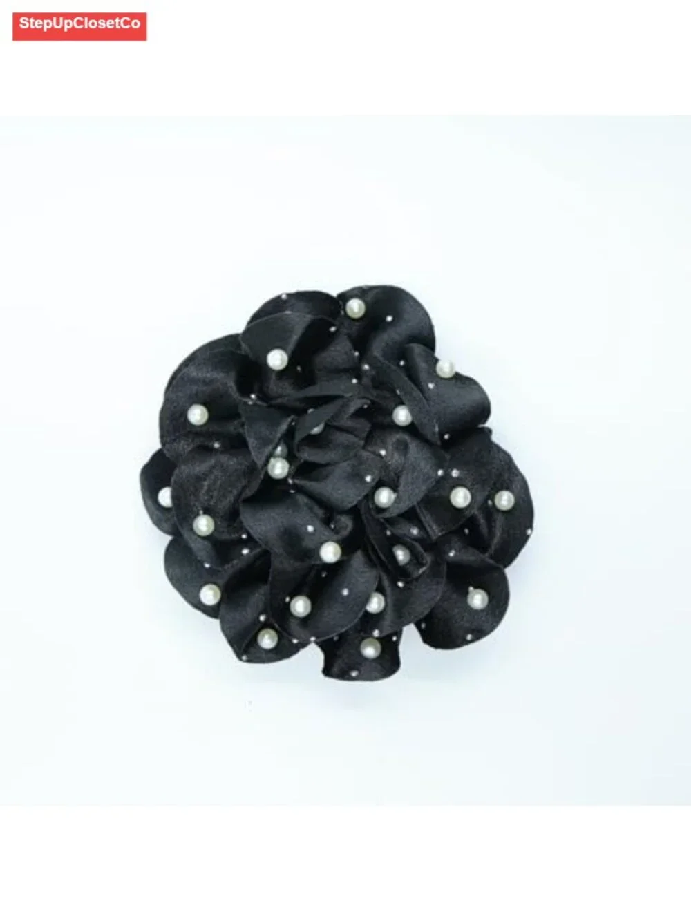 Handmade Silk Satin Flower Brooch Pin Pearl Camellia Brooch for Women Dress
